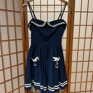 Hell Bunny Blue Sailor Nautical Pin Up Dress